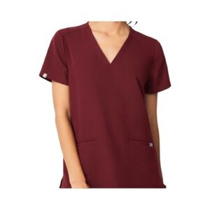 Figs Casma Three Pocket Burgundy Scrub Top Women’s XS​